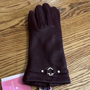 Kate, spade, burgundy, leather gloves, gorgeous new with tags